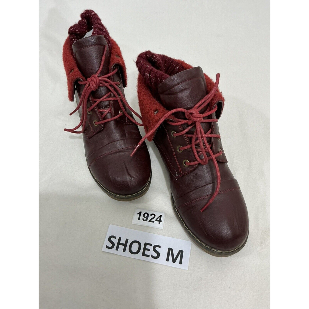 Womans Nature Breez Maroon Combat Boots Size 7